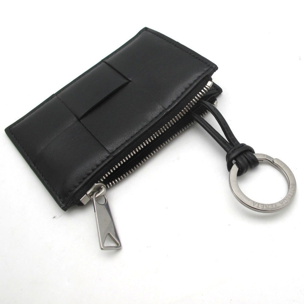 ボスBottega Veneta イントレチャートブラックレザーキーケース