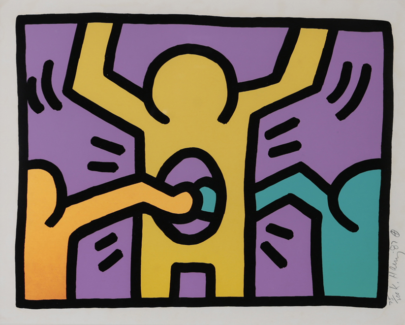 模写】肉筆原画 サインあり 額付き キース・ヘリング KEITH HARING