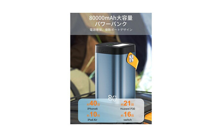 モバイルバッテリー パワーバンク 80000mAh 大容量 防災電源 2つUSB-A