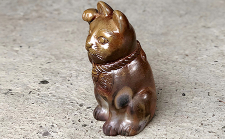 招き猫 銘有 在銘 置物 備前焼 まねき猫 陶器製 古備前焼 古備前焼