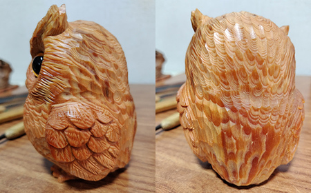 讃岐一刀彫 梟・シマ梟 (大) 木彫り 縁起物 ふくろう フクロウ 梟 シマ