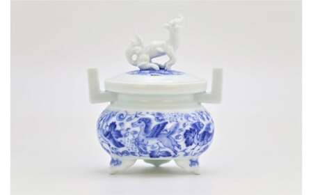 有田焼 禁裡御用（宮内庁）窯元 辻精磁社 染付葡萄唐草鳥獣紋 香炉（極