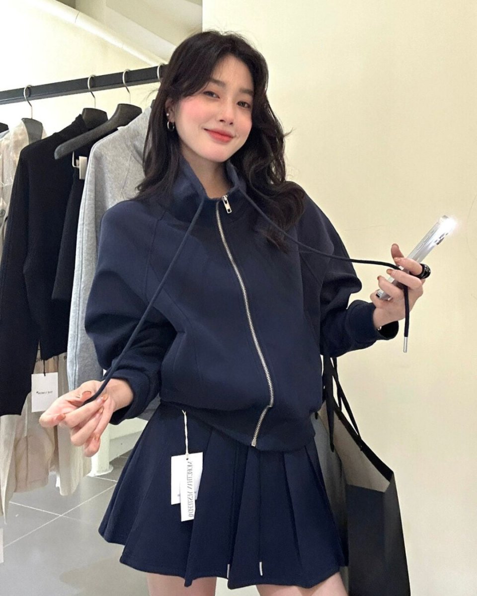 ジップアップブルゾン プリーツスカート セットアップ 【上下2点セット