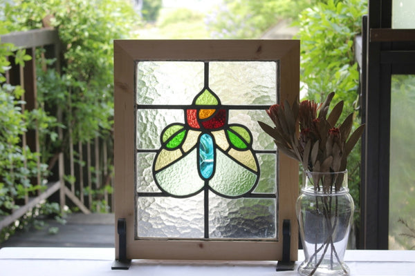 西洋アンティーク 大 ステンドグラス 縦 37cm×横 37cm 西洋