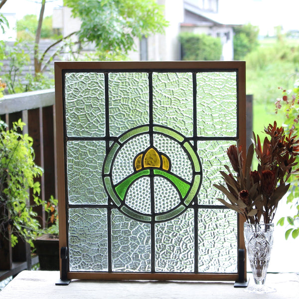 西洋アンティーク 大 ステンドグラス 縦54cm×横35cm アートパネル 西洋