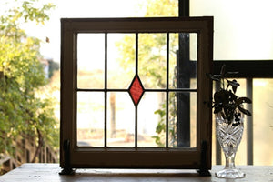 アンティークステンドグラス窓枠w48,8×h51×d4，2㎝