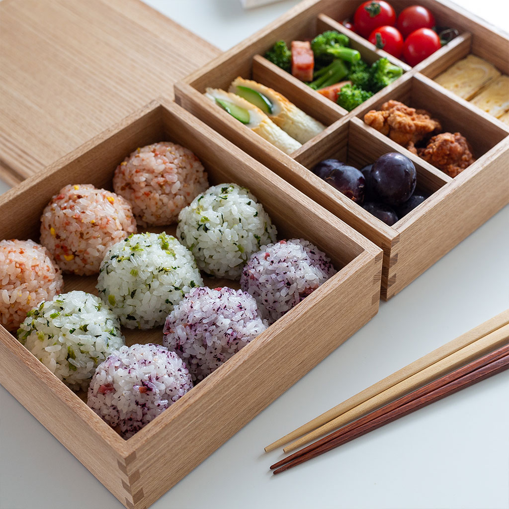 松屋漆器店｜白木塗タモ ナチュラル［6寸］二段重箱 COMFOTA 北欧雑貨店