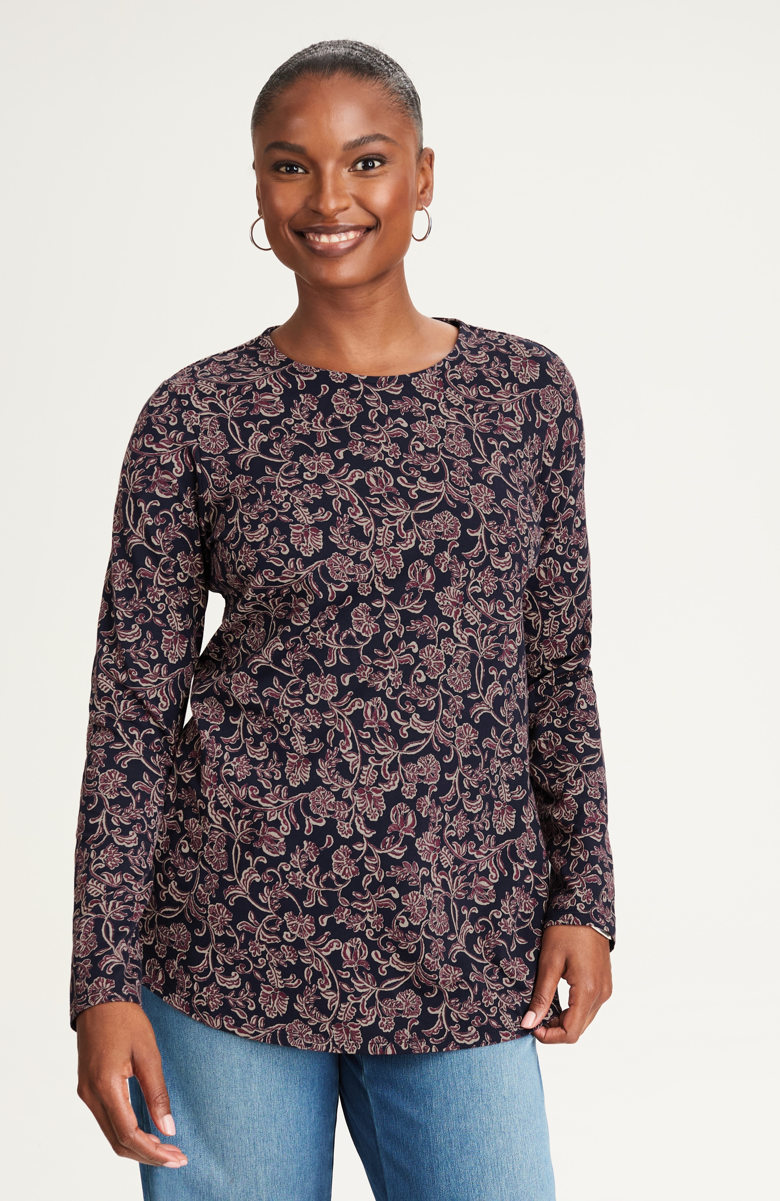 Pure Jill Long-Sleeve Shirttail Tee | JJill