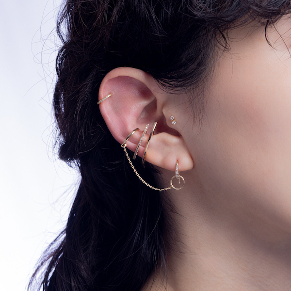 ALL ABOUT BASICS ダイヤモンド トグルチェーン ピアス