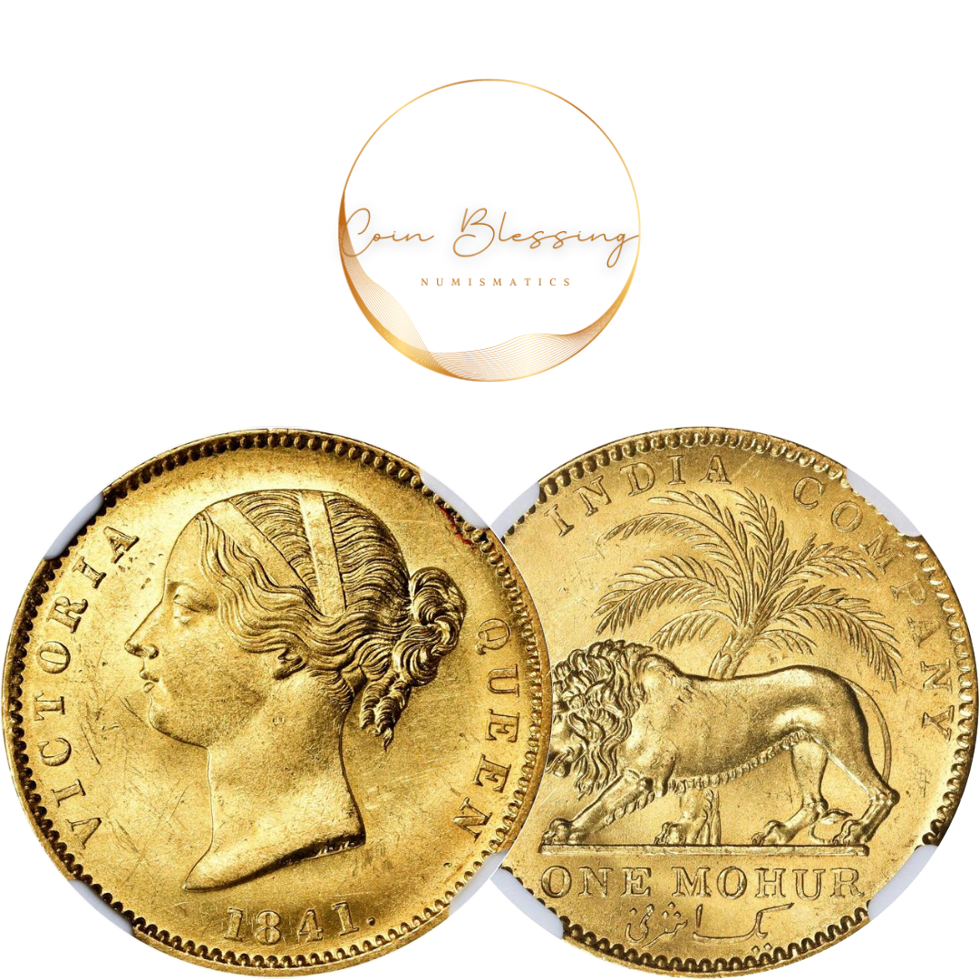 1841 イギリス領インド モハール金貨 東インド会社 ヴィクトリア MS62