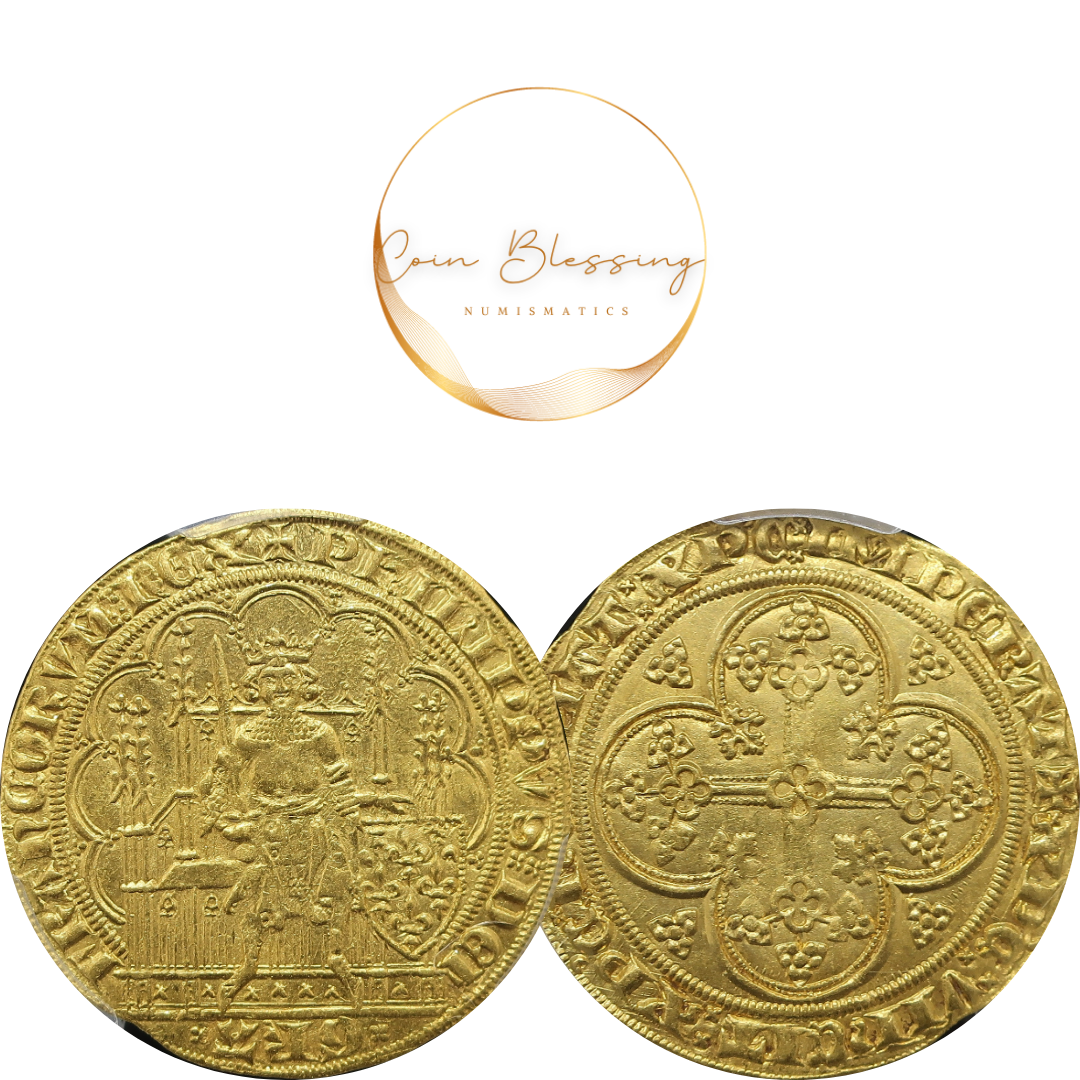 1328-50 フランス エキュドール金貨 フランカシェーズ MS62｜PCGS鑑定