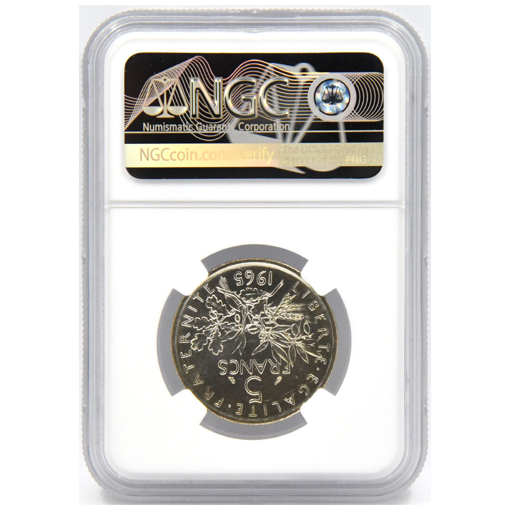 フランス 1965 5フラン 銀貨 NGC MS 66 種を蒔く人 2124411016