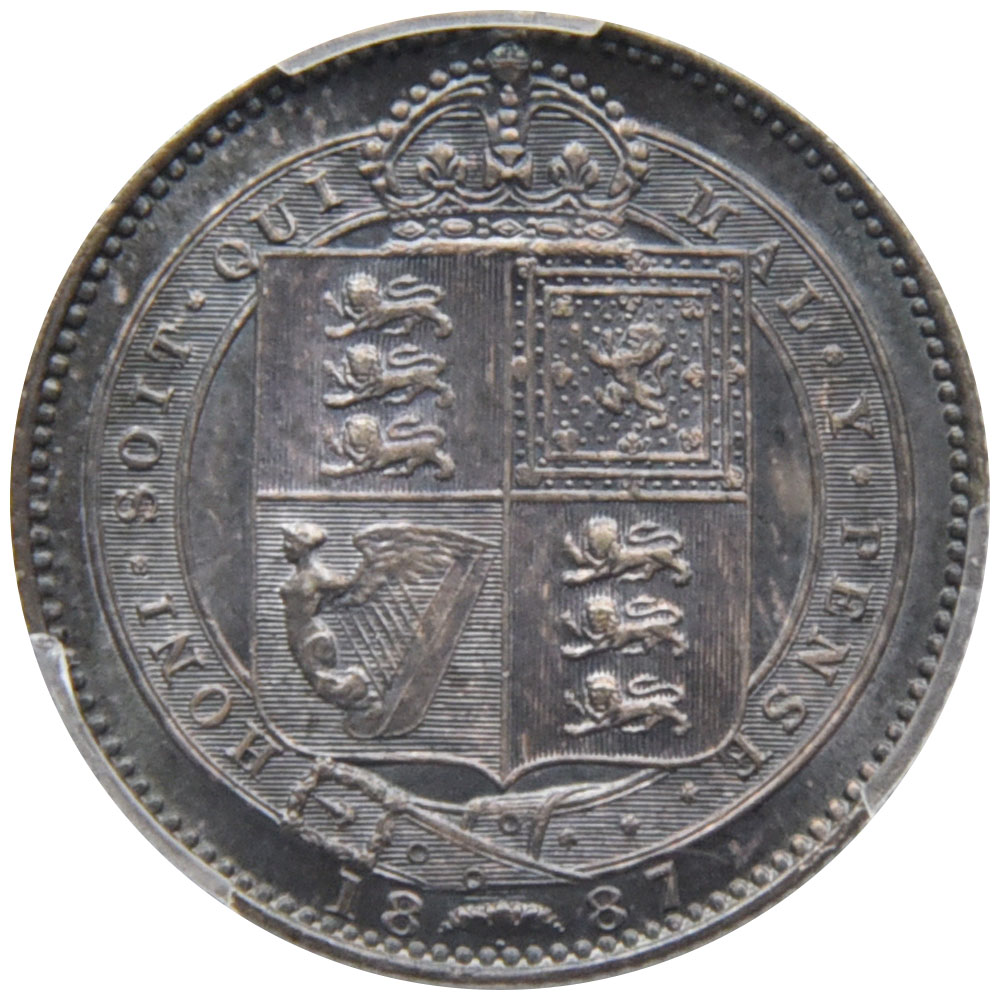 イギリス 1887 ヴィクトリア女王 1シリング 銀貨 PCGS MS65 ジュビリー