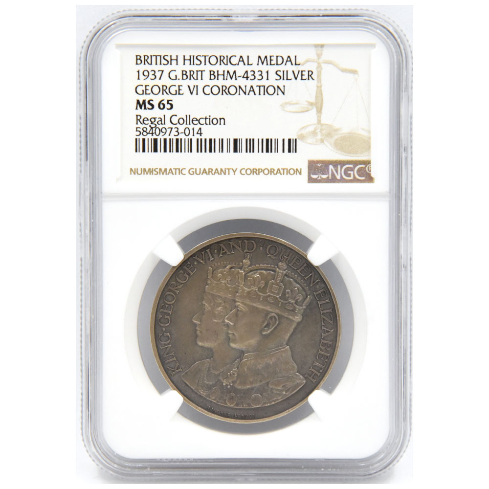 イギリス 1937 ジョージ6世 メダル 銀貨 NGC MS 65 ジョージ6世戴冠式