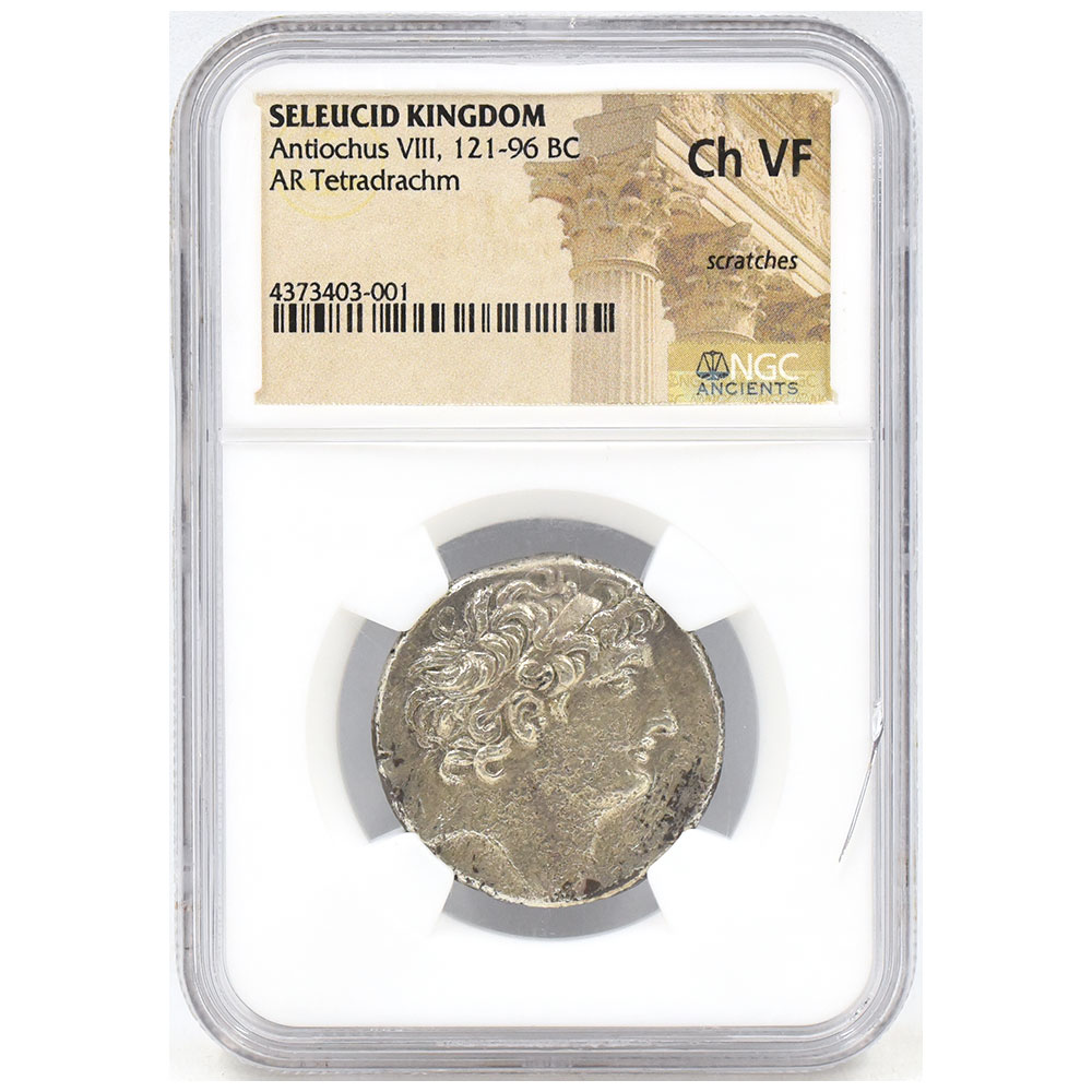 セレウコス朝 121-96 BC アンティオコス8世 テトラドラクマ 銀貨 NGC