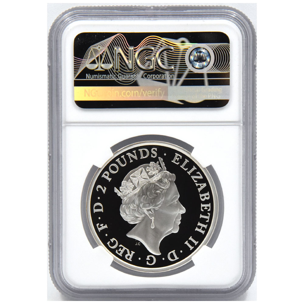 2018 エリザベス2世 戴冠65周年 £5プルーフ銀貨 NGC PF69UC