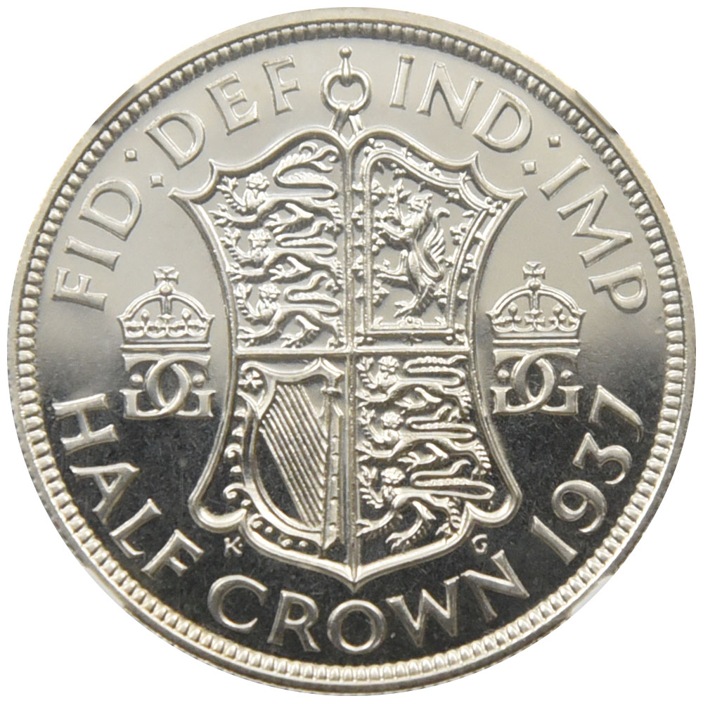 イギリス 1937 ジョージ6世 1/2クラウン 銀貨 NGC PF66 6032185004