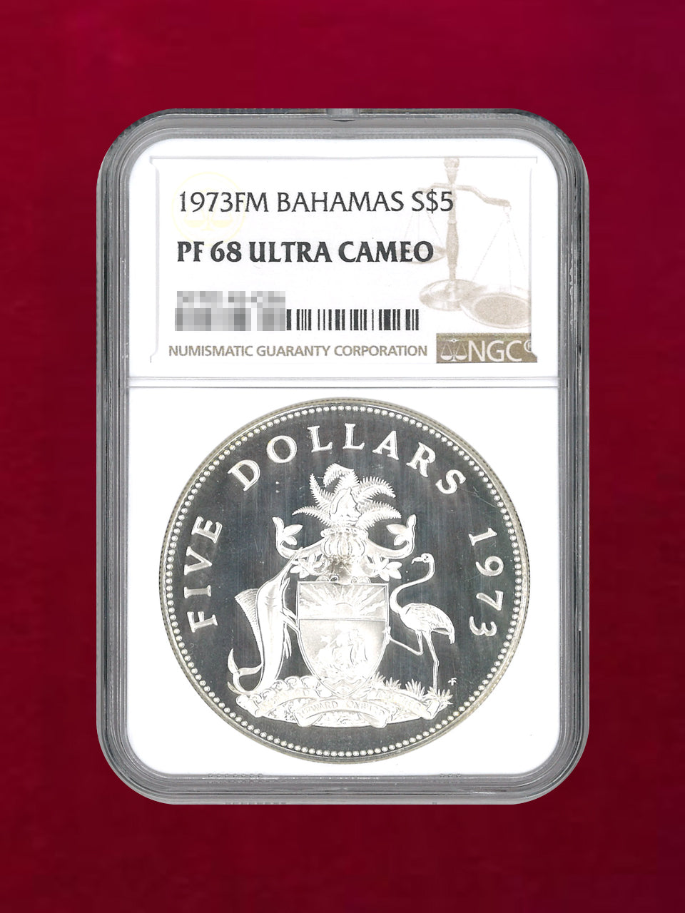 バハマ】エリザベス 5ドル超大型銀貨(1973年) バハマ】エリザベス 5