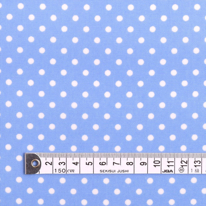 水玉(水色地に白ドット) ラミネート(厚み0.2mm)生地 — COLORFUL CANDY