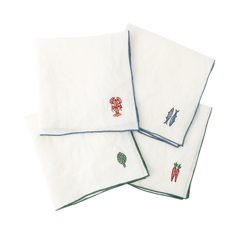 TCS モチーフ エンブロイダード リネン ナプキン サーディーン｜5