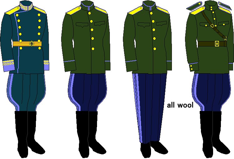 第二次大戦後のソ連軍の制服、階級章、兵科色 1949年式 Soviet