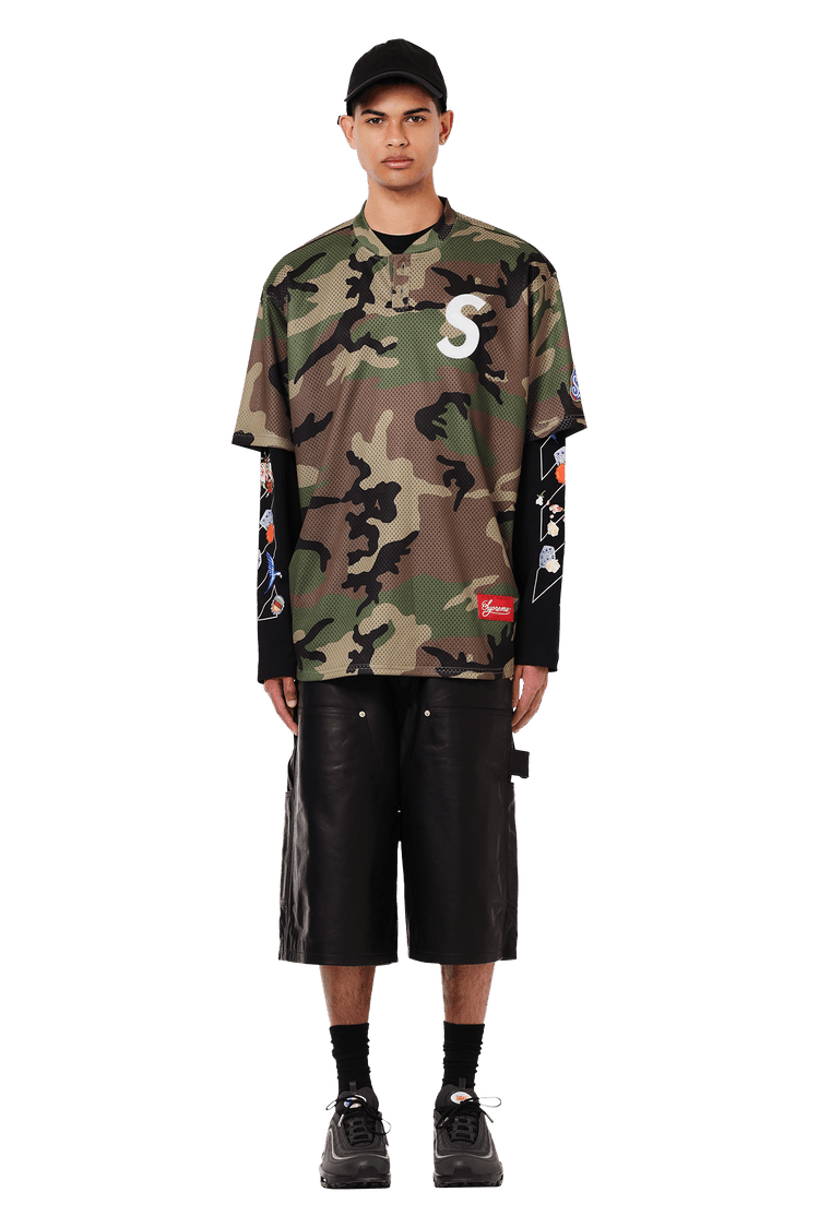 Buy Supreme S Logo Baseball Henley 'Woodland Camo' - FW24KN27