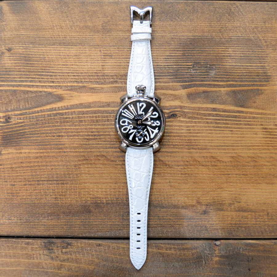 ガガミラノ 白クロコ 交換用時計ベルトオーダー｜クロコダイル製作例