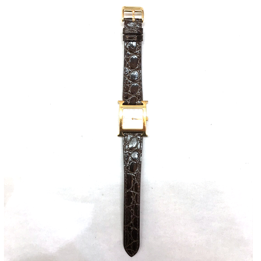 エルメス Hウォッチ 交換用時計ベルトオーダー｜クロコダイル ツヤあり