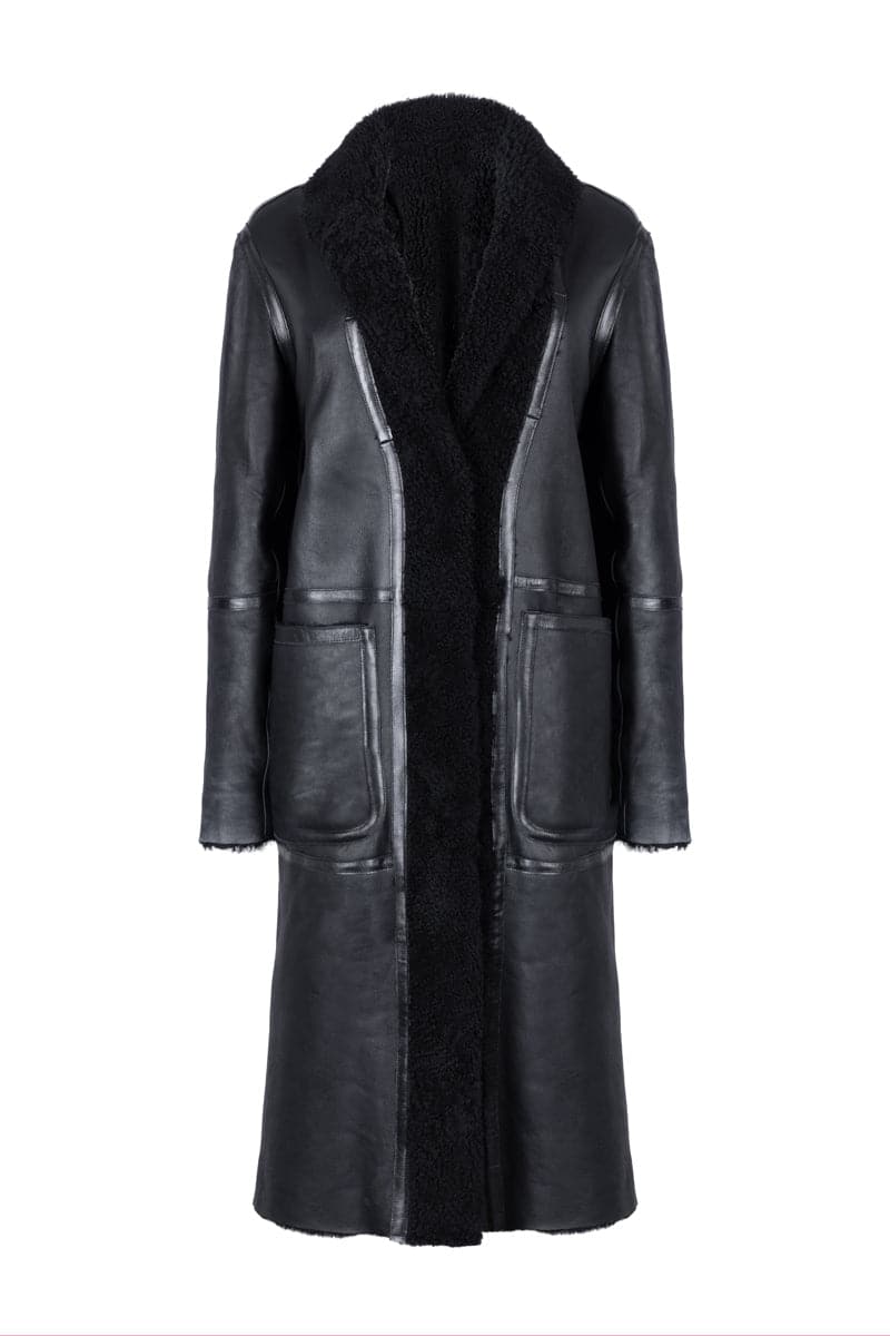 OVERSIZE 70S BLACK LEATHER COAT | CULT MIA | Verheyen
