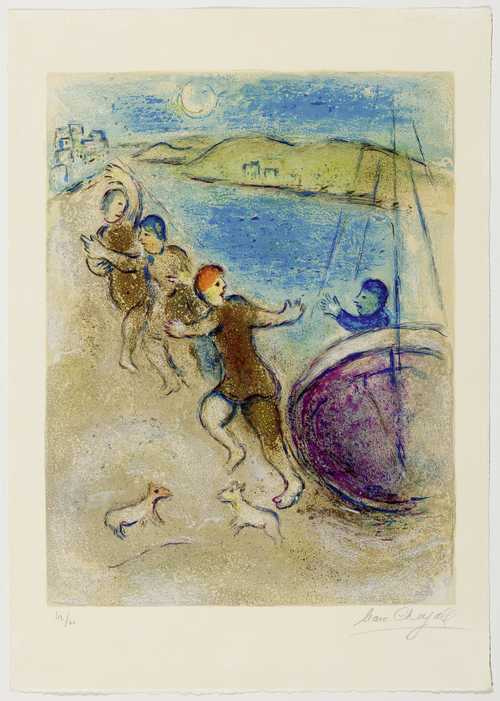 マルク・シャガール エッチング，アクアチント サイン 限定50 《傘を
