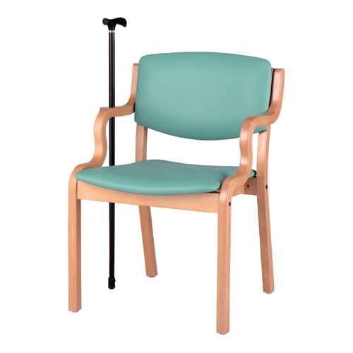 会議イスPD-5003S Lグリーン杖掛機能付 | 木製チェア | 介護用品