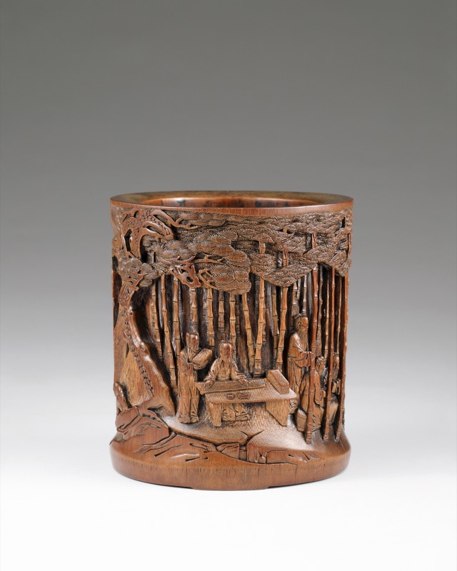 清代竹雕竹林七賢筆筒｜2021夏拍- 帝圖拍賣- 領銜全台書畫文物類第一