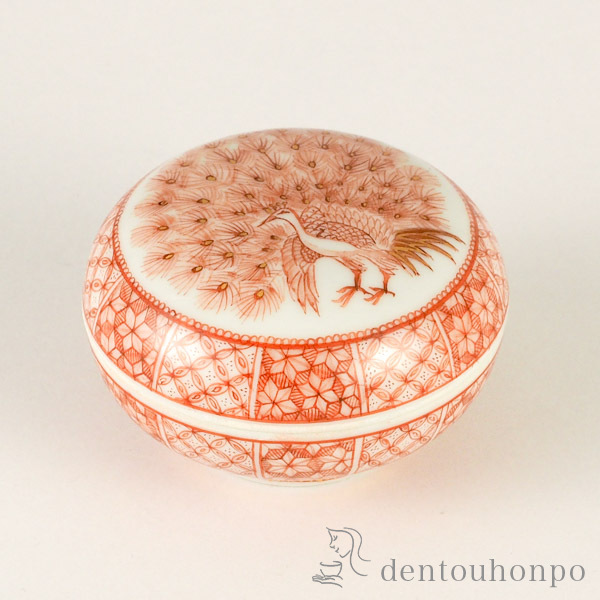 送料無料】 香合 赤絵孔雀 / お香 線香 リラックス 仏具 人気 九谷焼