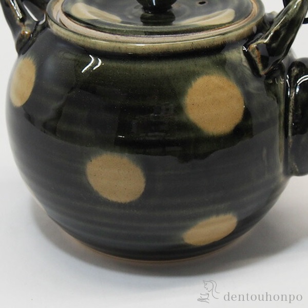 送料無料】 SS5号土瓶 緑釉水玉 / ポット どびん お茶 土瓶蒸し 和食器