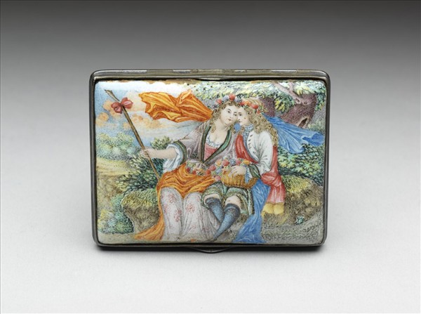 銀嵌銅胎畫琺瑯西洋人物圖鼻煙盒- 故宮