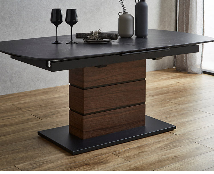 セラミック 伸長式 ダイニングテーブル ブラック 黒 セラミック