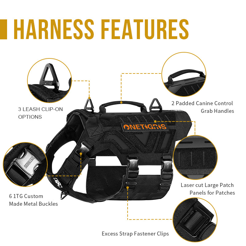 X ARMOR Tactical Dog Harness – Heavy Duty K9 Tactical Dog Vest
