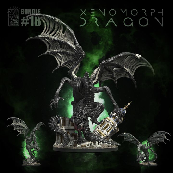 3D Printable BUNDLE#18 - Xenomorph Dragon by Necropunks Miniatures