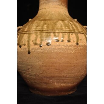 中国 褐釉 双耳壷 時代箱付 V R8590B 紅陶双耳壺