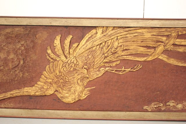 彫刻欄間】鳳凰 3尺×5寸×0.35寸 497