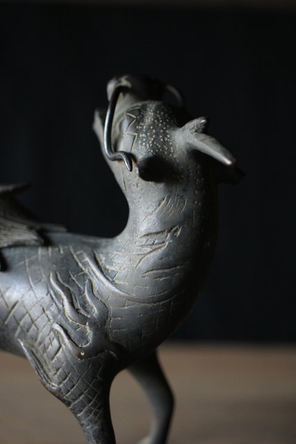 古美術 銘有 銅製 香炉 麒麟 鳳凰 骨董 アンティーク