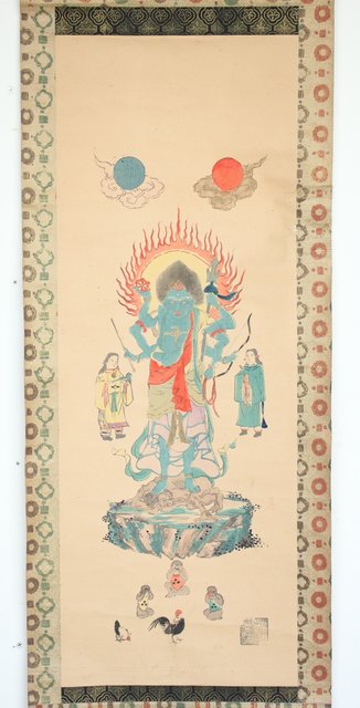 青面金剛像」江戸時代後期頃筆 1枚|仏教美術 仏画 和本 青面金剛像