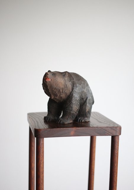 北海道 やくも八雲の木彫熊 X281｜骨董店 のびる 古美術 骨董 和風建具