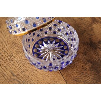 須田秀石 茶懐石用 江戸切子 金彩外蓋葉物碗揃 六客セット 須田秀石③