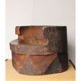 民藝 欅の臼の椅子 X388｜骨董店 のびる 古美術 骨董 和風建具 蔵戸