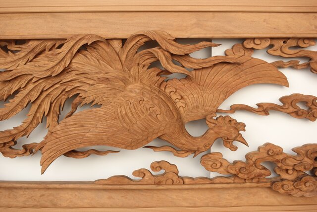 明工鳳雲作高級彫刻木彫刻夫婦2体セット 明工鳳雲作高級彫刻木彫刻夫婦