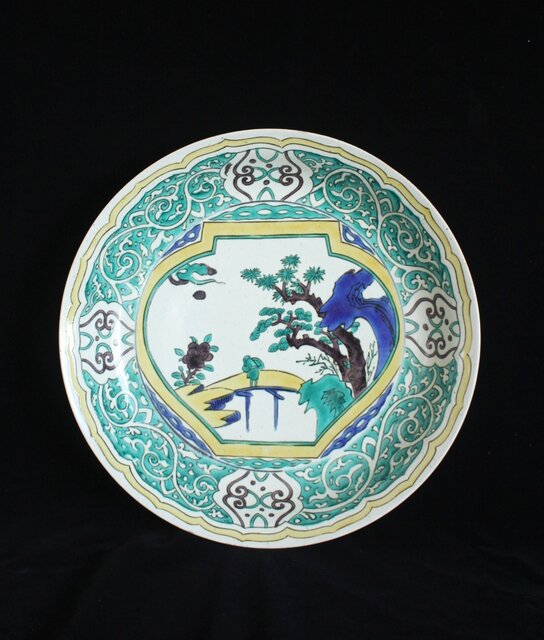 二代 徳田八十吉 九谷村原石作 古九谷敬幕 飾皿 P551｜骨董店 のびる