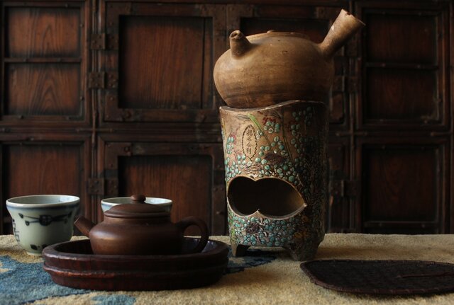 涼炉とボウフラのセット 白泥 煎茶道具 涼炉とボウフラのセット 白泥