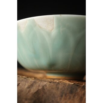 河井寛次郎/鐘渓窯 【青瓷蓮辨鉢/青磁蓮弁鉢】河井紅葩識箱付 P474