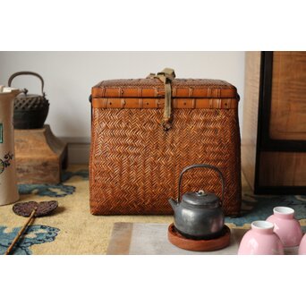 竹編提藍 茶籠 U355｜骨董店 のびる 古美術 骨董 和風建具 蔵戸 買取の